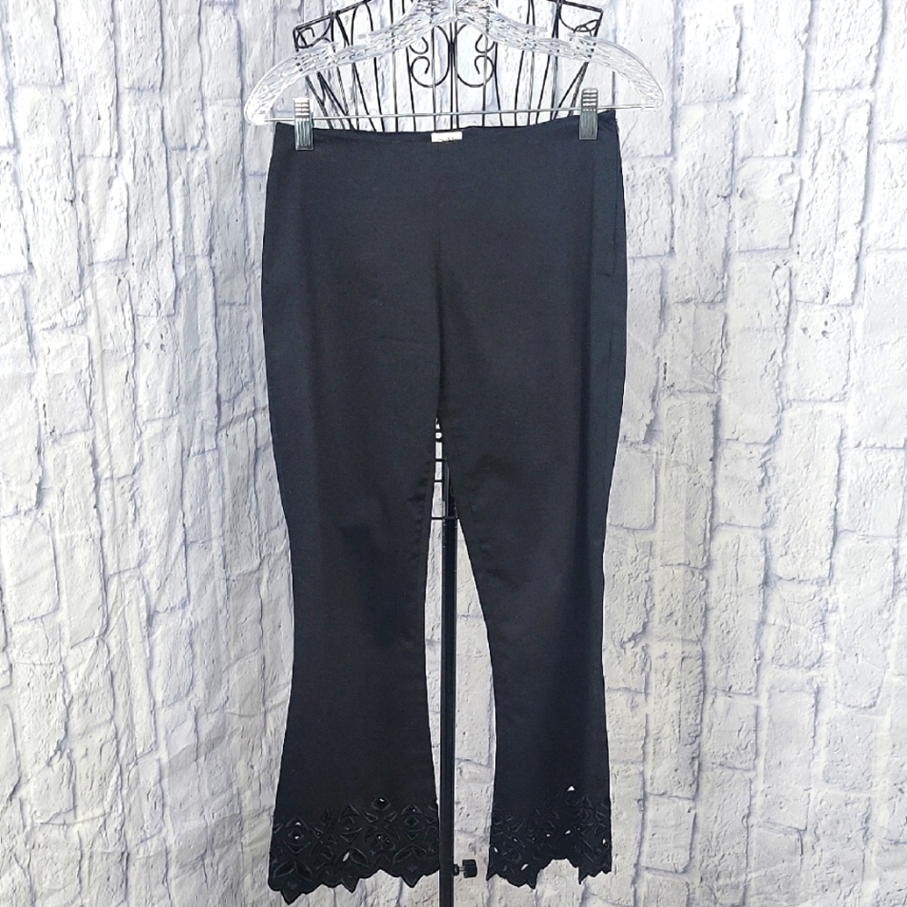 Cache Black Flare Pants with Lace‎ Hem